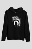 Unisex Skyfall Baskılı Siyah Kapüşonlu Sweatshirt