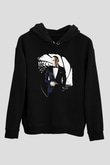 Unisex Skyfall Baskılı Siyah Kapüşonlu Sweatshirt