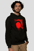 Unisex Skyfall Baskılı Siyah Kapüşonlu Sweatshirt