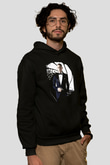 Unisex Skyfall Baskılı Siyah Kapüşonlu Sweatshirt