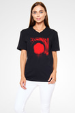 Unisex Skyfall Baskılı Siyah V Yaka T-shirt