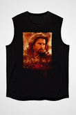 Unisex Son Samuray (The Last Samurai) Baskılı Siyah Kolsuz T-shirt