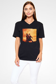 Unisex Son Samuray (The Last Samurai) Baskılı Siyah V Yaka Tshirt