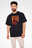 Unisex Son Samuray (The Last Samurai) Baskılı Siyah Oversize T-shirt