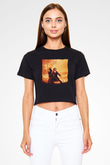 Unisex Son Samuray (The Last Samurai) Baskılı Siyah Crop Top Tshirt