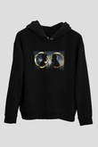 Unisex Sonsuz (Infinite) Baskılı Siyah Kapüşonlu Sweatshirt