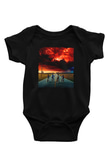 Unisex Stranger Things Baskılı Siyah Bebek Body - Zıbın