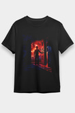 Unisex Stranger Things Baskılı Siyah Tshirt