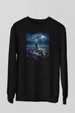 Unisex Stranger Things Baskılı Siyah Unisex Sweatshirt