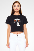 Unisex Şüphe (Disturbia) Baskılı Siyah Crop Top T-shirt