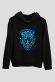 Unisex Taht Oyunları Baskılı Siyah Kapüşonlu Sweatshirt