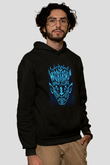 Unisex Taht Oyunları Baskılı Siyah Kapüşonlu Sweatshirt