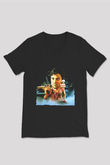 Unisex Taksi Şoförü (Taxi Driver) Baskılı Siyah V Yaka Tshirt