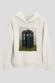 Unisex Tardis - Doctor Who Baskılı Beyaz Kapüşonlu Sweatshirt