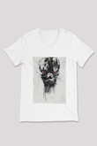 Unisex Terminatör Kara Kader (Terminator Dark Fate) Baskılı Beyaz V Yaka T-shirt