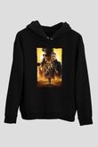 Unisex Terminatör Kara Kader (Terminator Dark Fate) Baskılı Siyah Kapüşonlu Sweatshirt