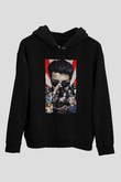 Unisex The Boys Baskılı Siyah Kapüşonlu Sweatshirt