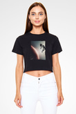 Unisex The Expanse Baskılı Siyah Crop Top Tshirt