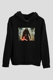 Unisex The Force Awakens' Kylo Ren Baskılı Siyah Kapüşonlu Sweatshirt
