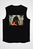 Unisex The Force Awakens' Kylo Ren Baskılı Siyah Kolsuz T-shirt
