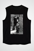 Unisex The Kid Baskılı Siyah Kolsuz Tişört