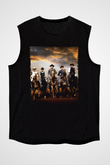 Unisex The Magnificent Seven Baskılı Siyah Kolsuz T-shirt