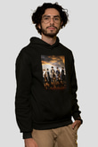 Unisex The Magnificent Seven Baskılı Siyah Kapüşonlu Sweatshirt