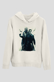 Unisex The Matrix Baskılı Beyaz Kapüşonlu Sweatshirt