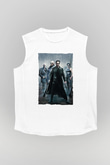 Unisex The Matrix Baskılı Beyaz Kolsuz T-shirt