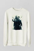 Unisex The Matrix Baskılı Beyaz Sweatshirt