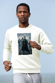 Unisex The Matrix Baskılı Beyaz Sweatshirt