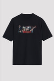 Unisex The Sopranos Baskılı Siyah Oversize T-shirt