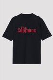 Unisex The Sopranos Baskılı Siyah Oversize Tişört