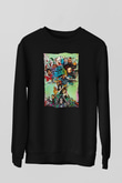 Unisex The Suicide Squad İntihar Timi (The Suicide Squad) Baskılı Siyah Sweatshirt