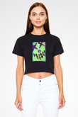 Unisex The Suicide Squad İntihar Timi (The Suicide Squad) Baskılı Siyah Crop Top T-shirt