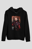 Unisex The Suicide Squad İntihar Timi (The Suicide Squad) Baskılı Siyah Kapüşonlu Sweatshirt