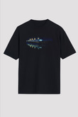 Unisex Titanic Baskılı Siyah Oversize Tişört