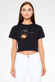 Unisex Transformers 2 Baskılı Siyah Crop Top Tshirt