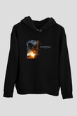Unisex Transformers 2 Baskılı Siyah Kapüşonlu Sweatshirt