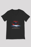 Unisex Transformers 3 Baskılı Siyah V Yaka T-shirt