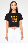 Unisex Transformers 4 Baskılı Siyah Crop Top Tişört