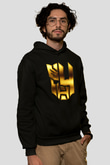 Unisex Transformers 4 Baskılı Siyah Kapüşonlu Sweatshirt