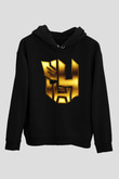 Unisex Transformers 4 Baskılı Siyah Kapüşonlu Sweatshirt