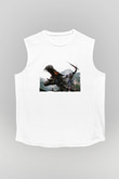 Unisex Transformers Baskılı Beyaz Kolsuz T-shirt
