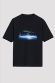 Unisex Transformers Baskılı Siyah Oversize Tişört