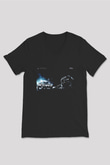 Unisex Transformers Baskılı Siyah V Yaka Tshirt