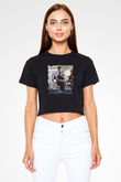 Unisex Transformers Dark of the Moon Baskılı Siyah Crop Top Tişört
