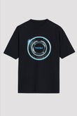 Unisex Tron Baskılı Siyah Oversize Tshirt