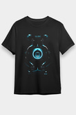 Unisex Tron Baskılı Siyah Tişört