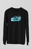 Unisex TRON Legacy Baskılı Siyah Sweatshirt